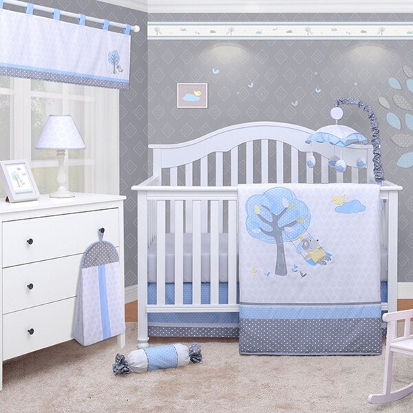 6Pcs Blue Little Puppy Dog Boy Baby Nursery Crib Bedding Set By ...
