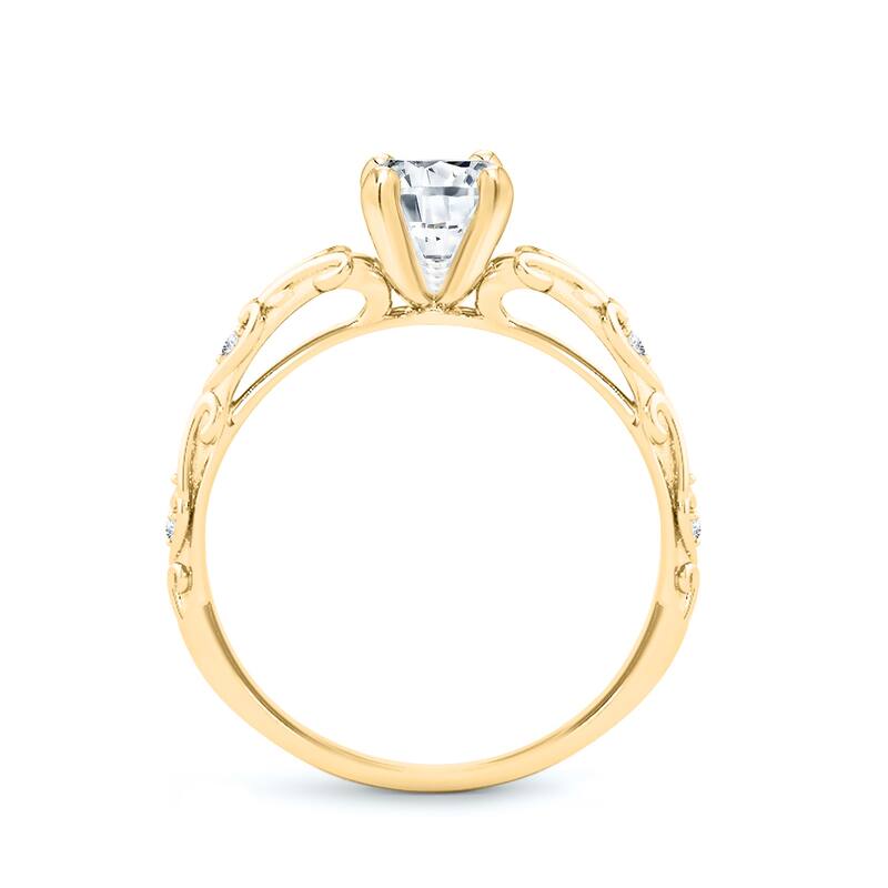 Auriya 14k Gold 1 carat TW Vintage Moissanite Engagement Ring with Diamond Accents