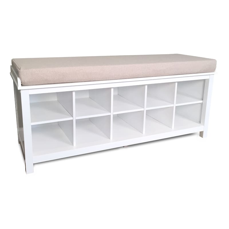 John Louis Home Solid Wood Shoe Storage Bench White