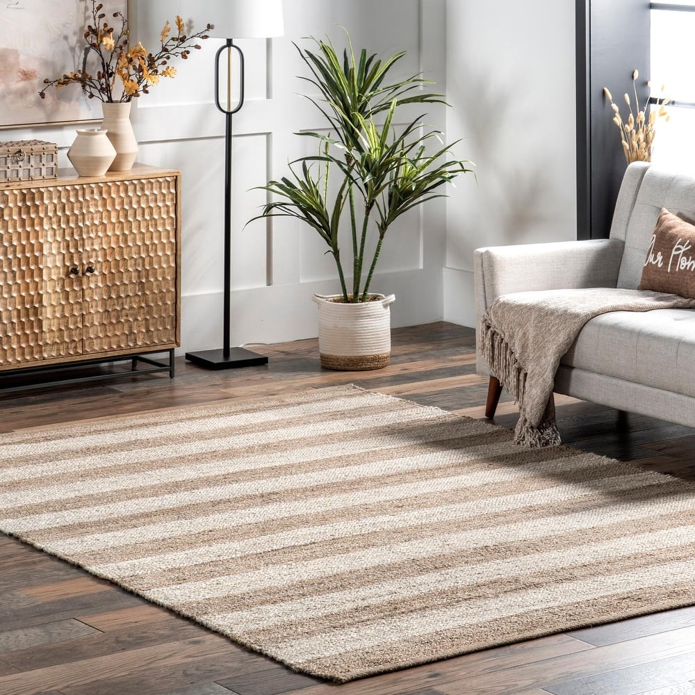 Nuloom Alisia Flatweave Striped Jute Area Rug