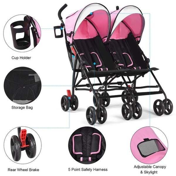 pink twin stroller