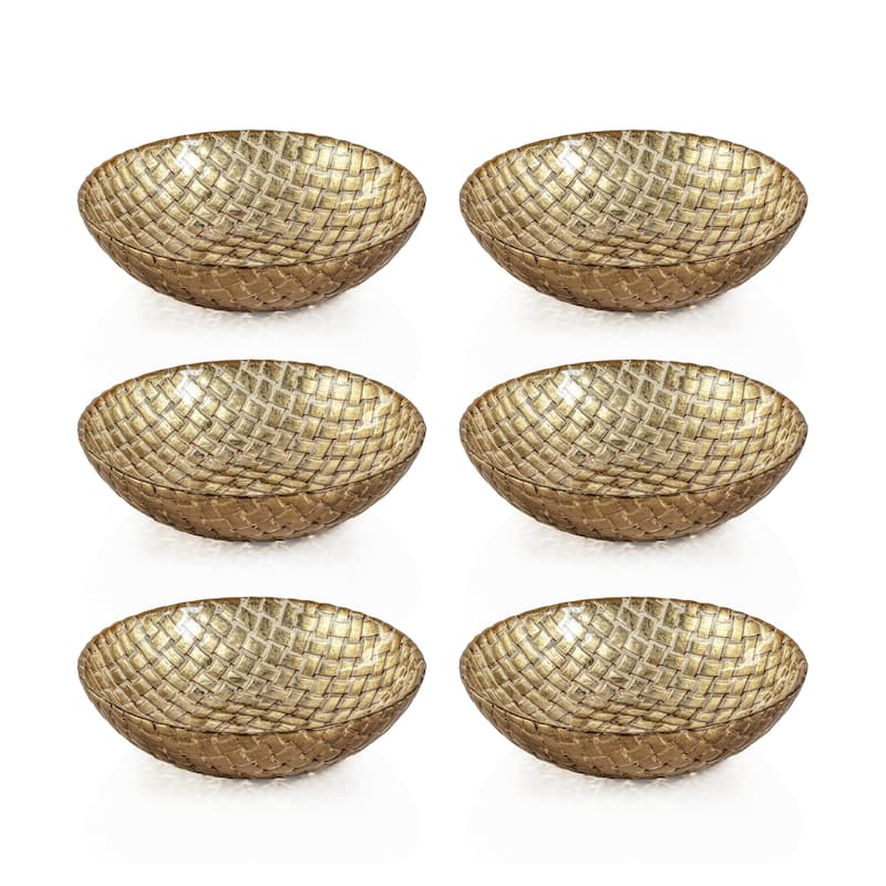 Nova 7" Braided Gold Glass Bowls, Set of 6