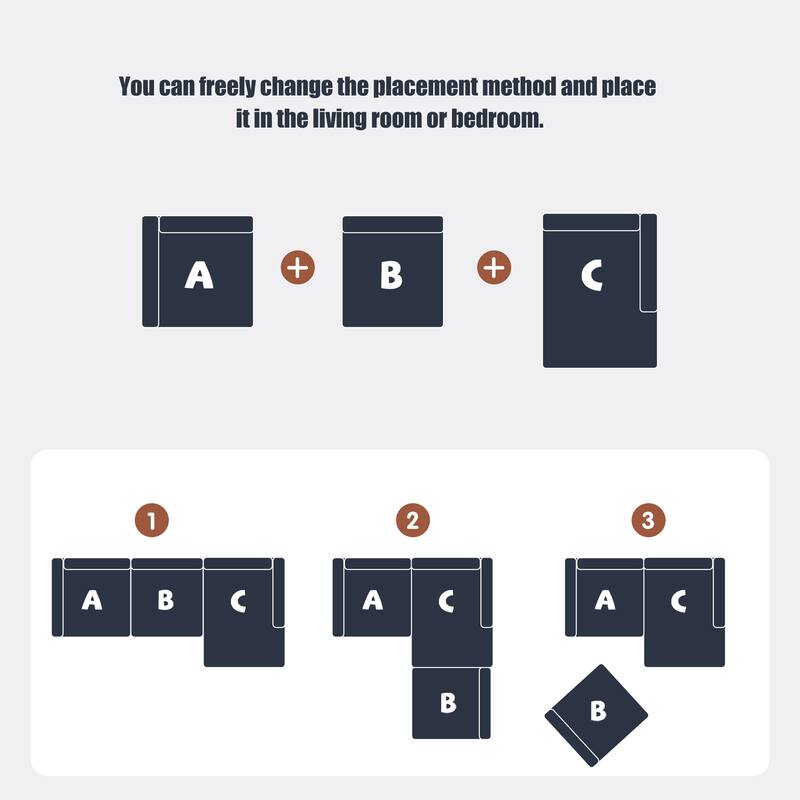 Compression Sectional Sofa with L Shape Chaise, Corduroy Deep Seat Boneless Couches, Modular 3 Seat Corner Sofa