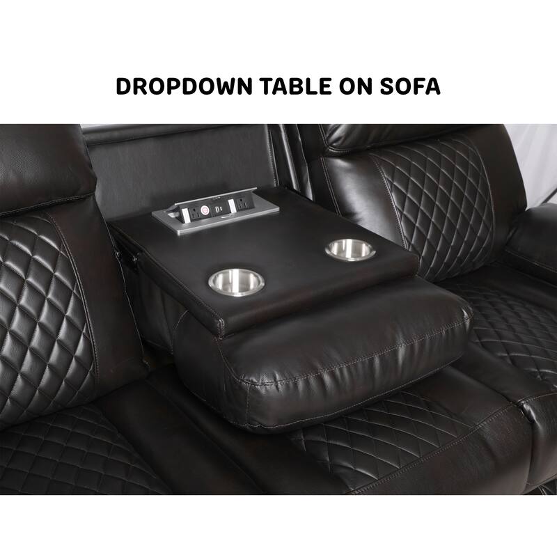 Contemporary Living Room Faux Leather Upholstered Sofa