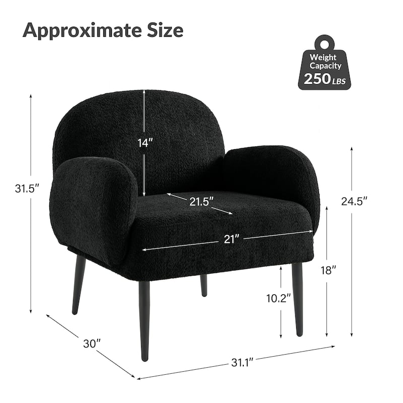 Abe Modern Boucle Accent Chair with Adjustable Metal Legs by HULALA HOME