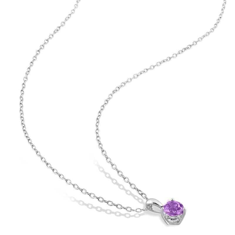 Miadora 2 1/10ct TGW Heart-Shape Amethyst Set of Necklace and Earrings in Sterling Silver
