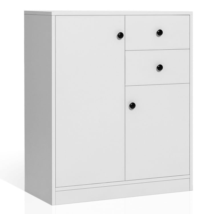 the white art supply cabinet