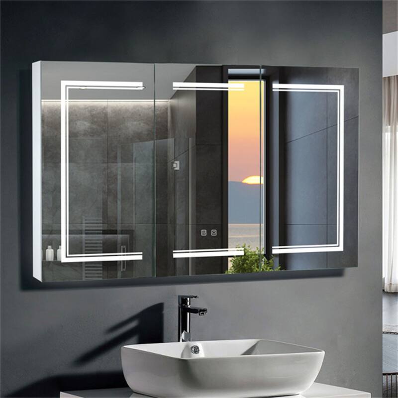 48*28in Bathroom Wall Cabinet ; Anti-Fog; Led Light; Power-Off Memory - White