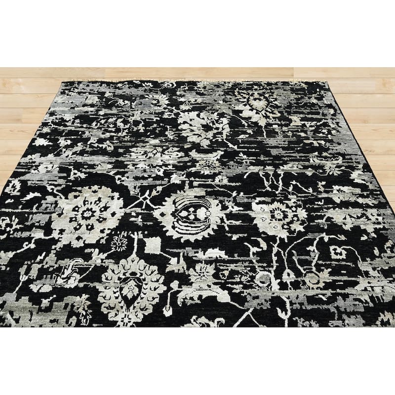 LoomBloom Black Transitional Turkish Oushak Wool Oriental Area Rug - 7' 11'' x 9' 10''