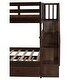 preview thumbnail 15 of 14, Minimalist Style Twin Over Twin Bunk Bed with Twin Size Trundle,Four Open Shelves Beneath the Staircase,Solid Wood Bed