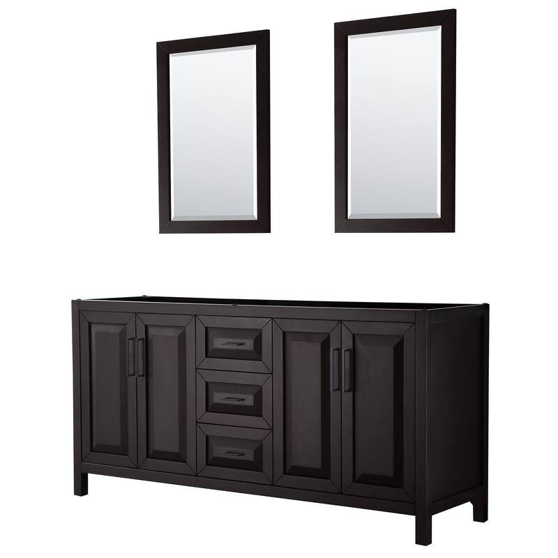 Wyndham Collection Daria 71" Double Free Standing Vanity Cabinet - - Dark Espresso / Matte Black Hardware