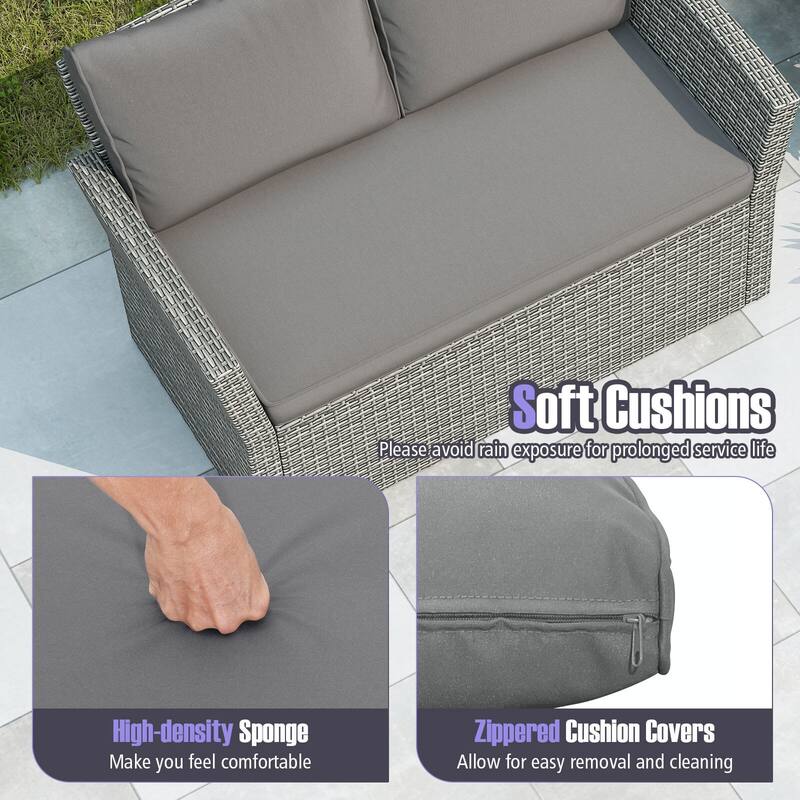 4/8 PCS Patio Furniture Set Outdoor PE Wicker Conversation Bistro Set