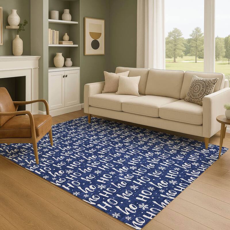 Premium Washable Super Soft Christmas Ho Ho Mayfield Rug - Navy - 3' x 5'