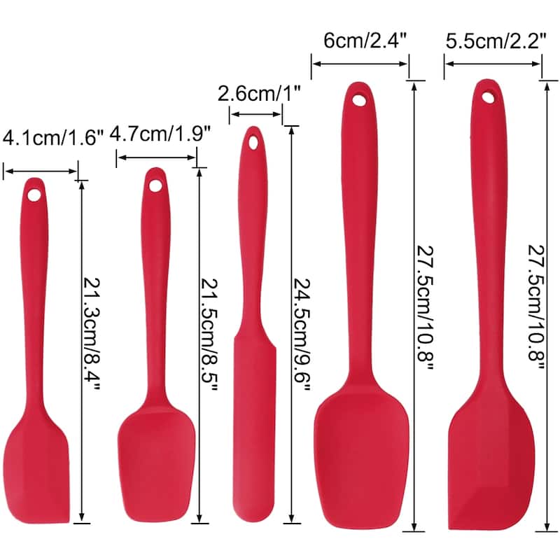 5pcs Silicone Spatula Set Heat Resistant Non Stick Spatula - Red