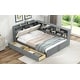 preview thumbnail 7 of 10, Gray L-Shaped Platform Bed with Storage Headboard with Left Shelf and 2 Drawer