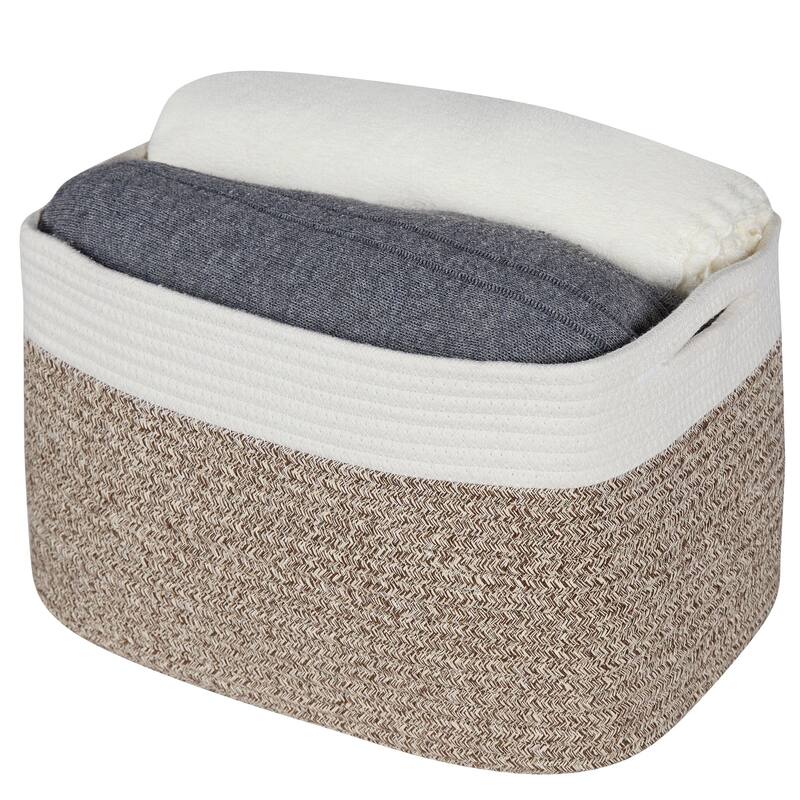 VECELO Large Round/Rectangle Blanket Storage Baskets,Toy Storage Organizing with Handle