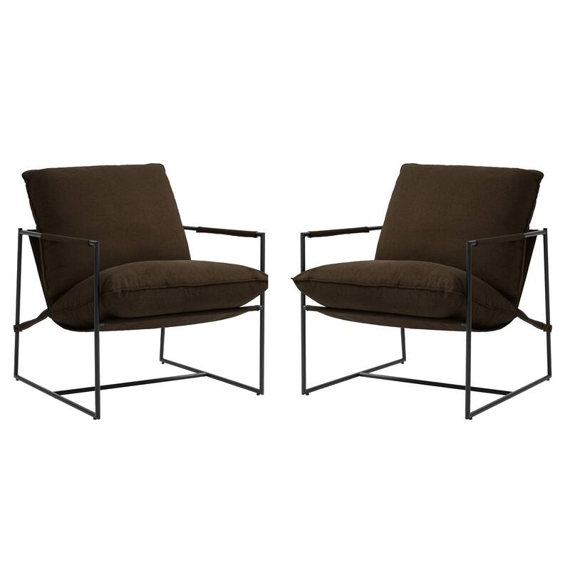 Metal Framed Armchair Sling Accent Chair Set of 2