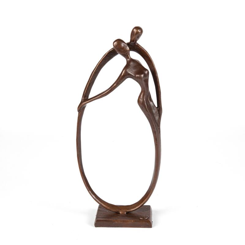 Handcrafted Circle of Love Man and Woman Figurine - 9" - Bronze