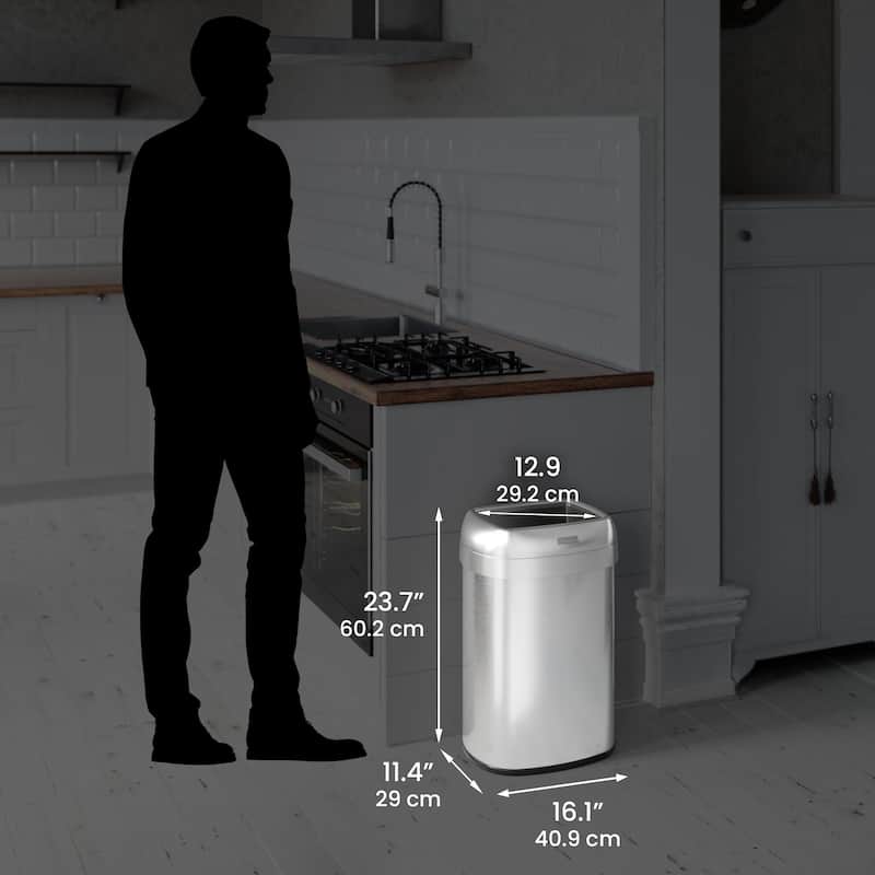iTouchless 13 Gal Stainless Steel Oval Open Top Trash Can with Filters