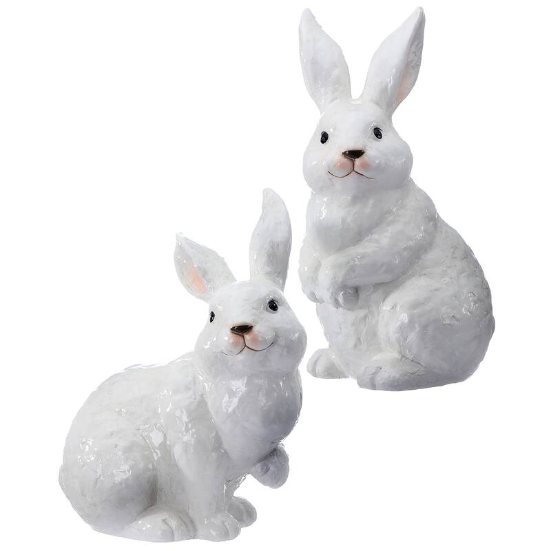 11.5" Glazed Terracotta Bunny Set of 2