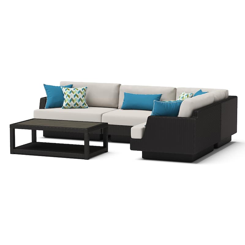 Portofino Comfort 5 Piece Sunbrella Outdoor Patio Sectional Seating Set