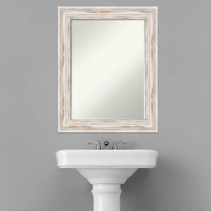 Petite Bevel Wood Bathroom Wall Mirror - Alexandria White Wash Frame - Alexandria White Wash - 23 x 29 in