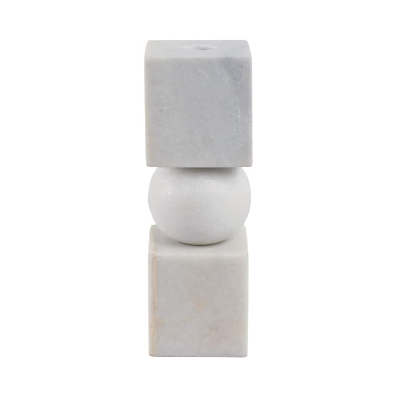 Marble Stone Taper Holder with Geometric Contemporary Design