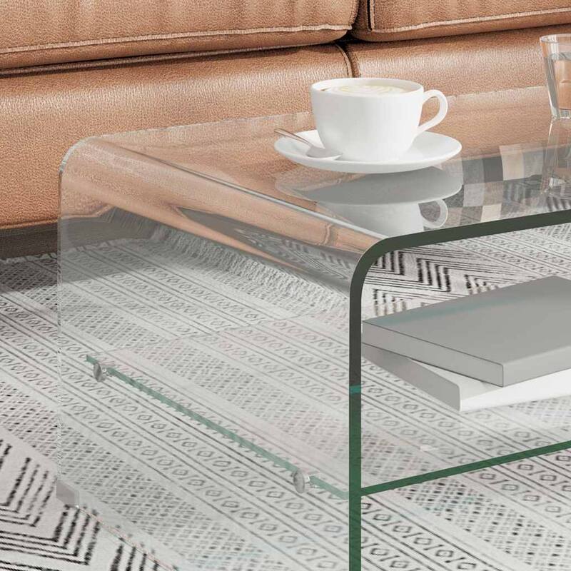 vidaXL Coffee Table Clear Tempered safety glass Glass surface - 17.7 x 38.6 x 12.2 in