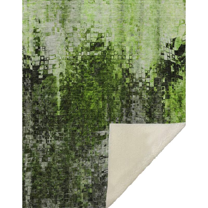 Premium Machine Washable Modern Mosaic Sherpa Throw Blanket
