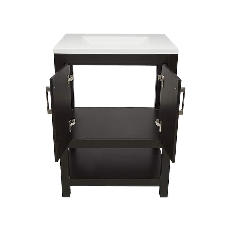 Taos 25 in. W x 19 in. D x 36 in. H Bath Vanity in with White Cultured Marble Top Single Hole