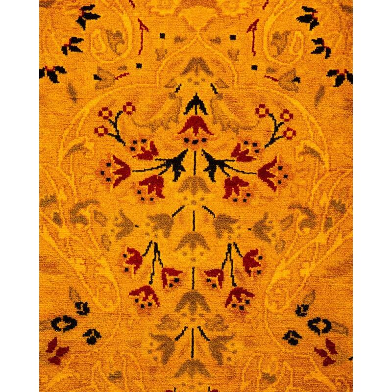 Overton Hand Knotted Wool Vintage Inspired Modern Contemporary Overdyed Yellow Runner Rug - 2' 7" x 8' 2"