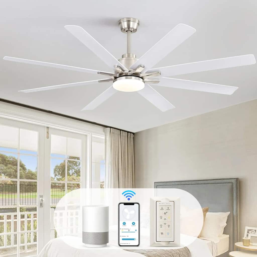 66" Ceiling Fan with with Remote/APP Control Dimmable 3-color Temperature, 6 Speed Reversible DC Motor Ceiling Fan Light