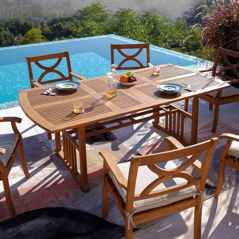 Cambridge Casual Lowell 7-piece Teak Patio Extendable Dining Set with Cushion