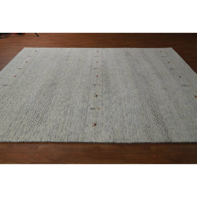 Hand Knotted Oriental 100% Wool Carpet Tribal Tribal Greys & Charcoal Gabbeh Area Rug - 10' 0'' X 8' 0''