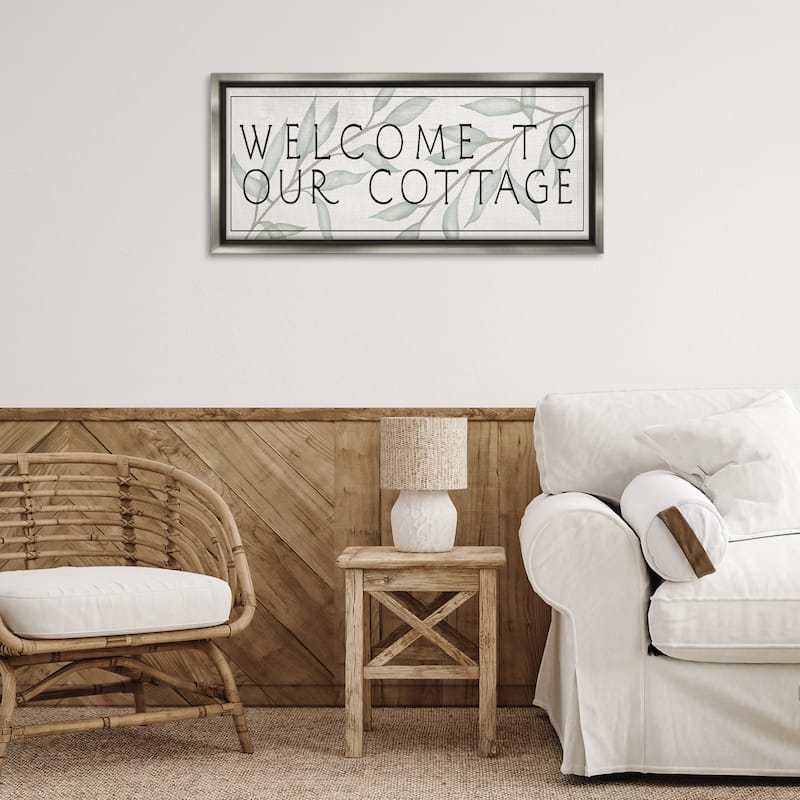 Stupell Rustic Cottage Welcome Framed Floater Canvas Wall Art Design By Lil' Rue
