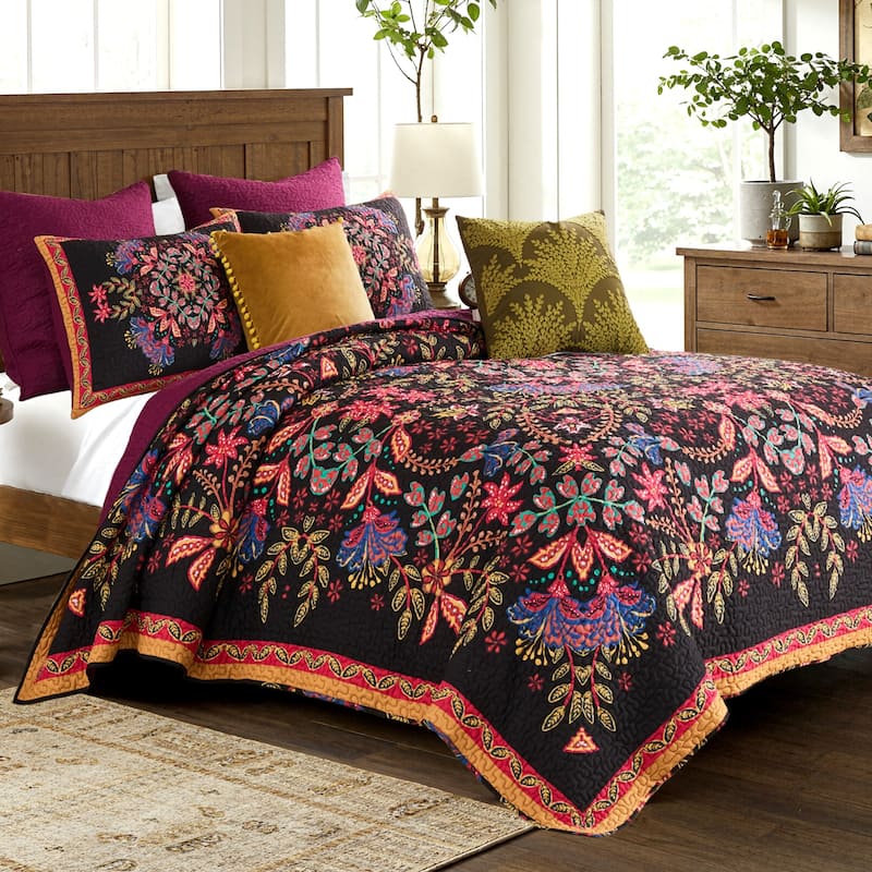 Jessa Bohemian Botanical Reversible Quilt and Pillow Sham Set