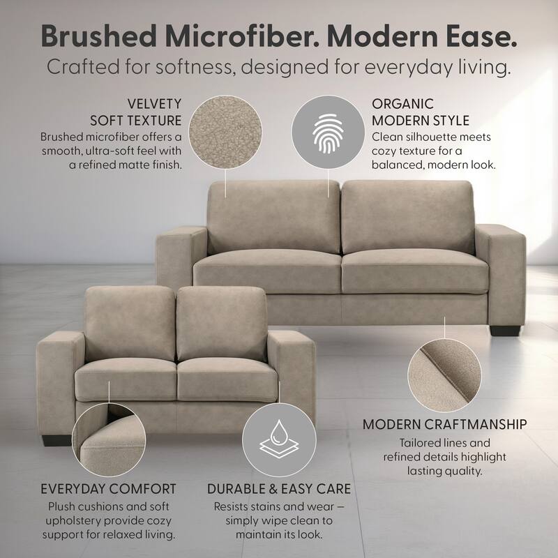 Yvonne Modern Sofa, Loveseat, Living Room Set, Upholstered Couch with Removable Cushions