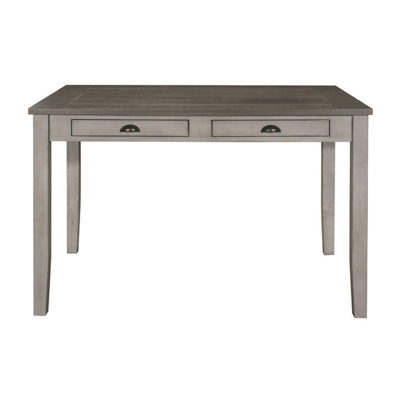 Brian 37 Inch Counter Height Table, Brown Top, 4 Drawers, Gray Solid Wood