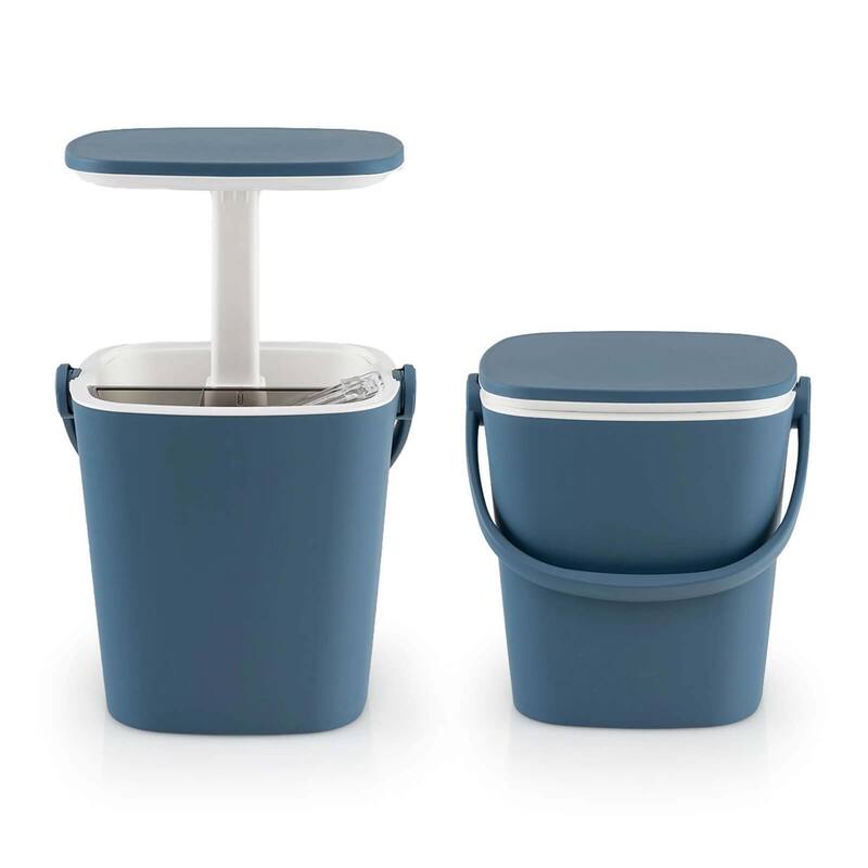 Portable Cooler Bar Table w/ Handle Bottle Opener & Lift Top Lid - Blue