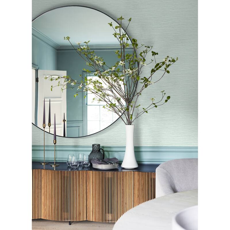 A-Street Prints Rushmore Aqua Faux Grasscloth Wallpaper