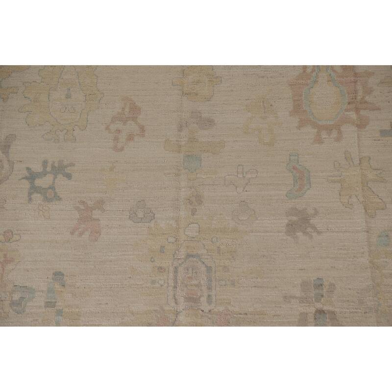 Floral Oushak Turkish Rug Handmade Wool Carpet - 8'11"x 12'11"