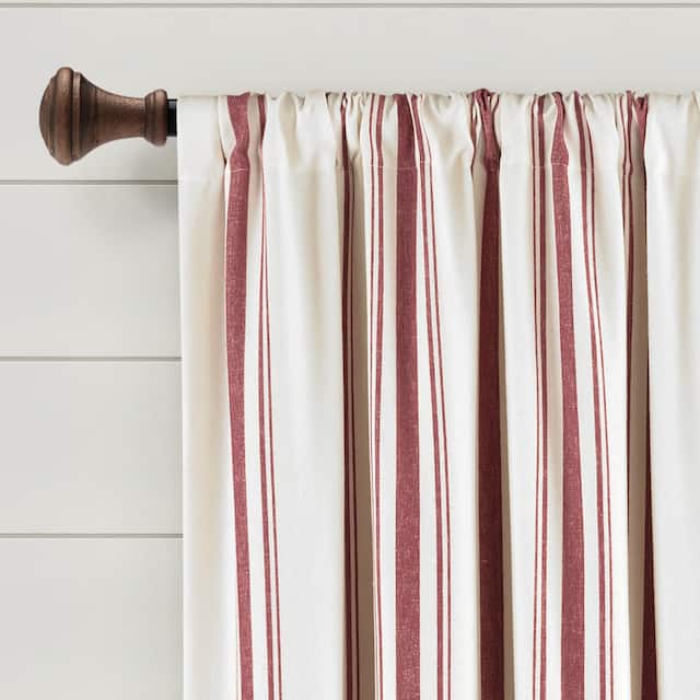 Lush Decor Farmhouse Stripe Yarn Dyed Cotton Window Curtain Panel Pair