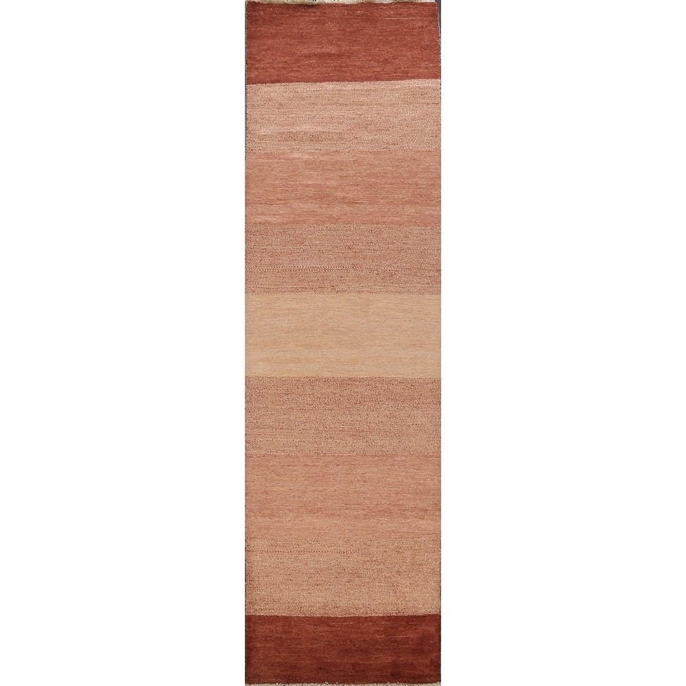 Modern Oriental Gabbeh Kashkoli Runner Rug Wool Hand-knotted Carpet - 2'7" x 10'3"