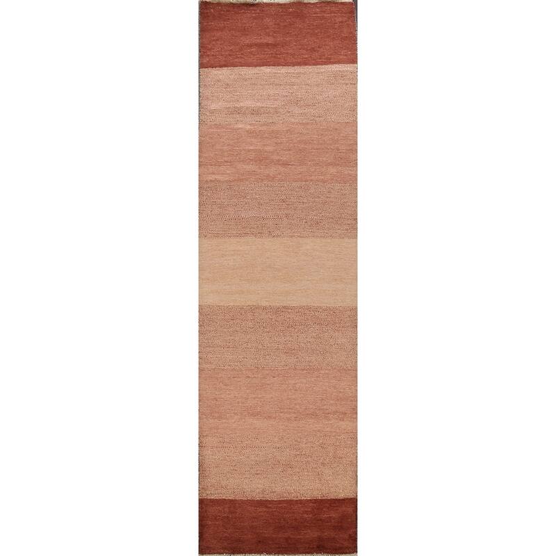 Modern Oriental Gabbeh Kashkoli Runner Rug Wool Hand-knotted Carpet - 2'7" x 10'3"