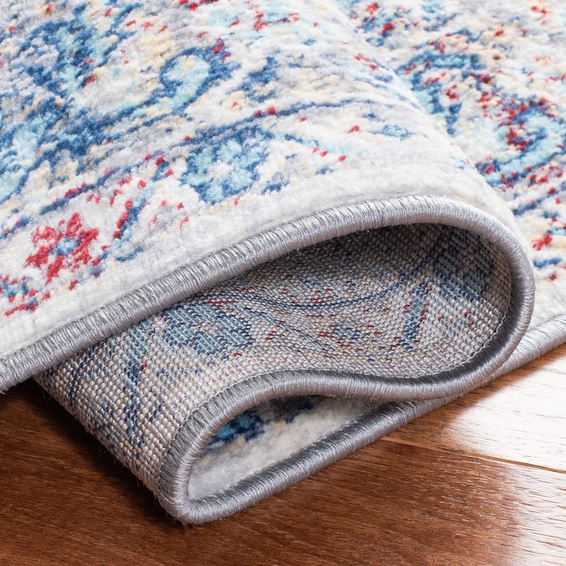 SAFAVIEH Brentwood Dile Oriental Damask Trellis Rug - Ivory/Blue - 5' 3" x 7' 6"