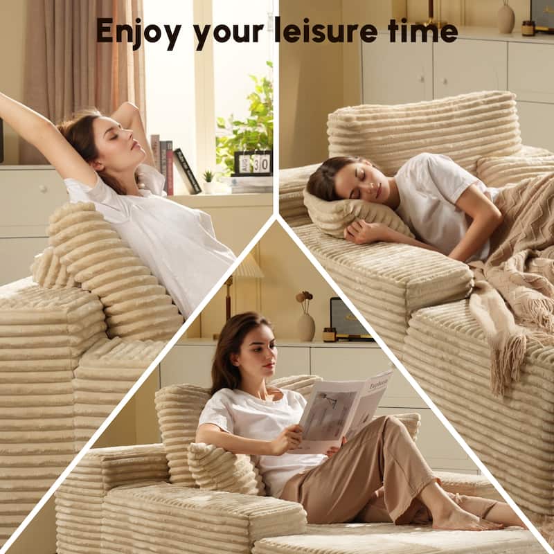 HOOOWOOO Modern Upgraded Fabric Sofa Chaise Lounge