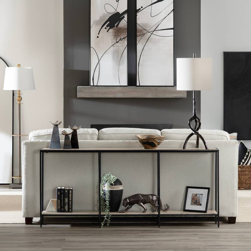 70 in. Brown Travertine Accent_Console_Sofa Table