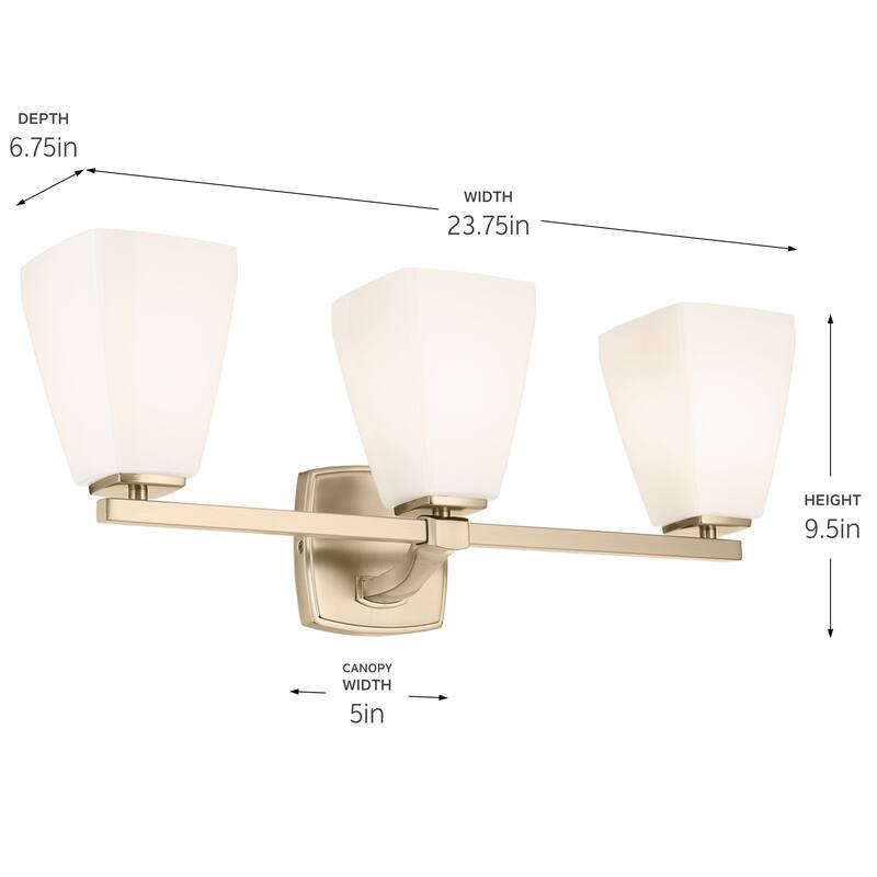 Kichler Lighting Marant 23.75" 3-Light Vanity Light with Opal Glass in Champagne Bronze