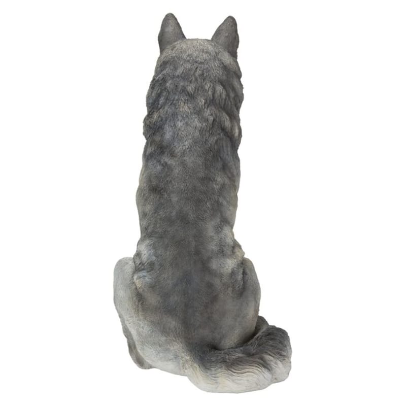 21.75" Sitting Wolf Outdoor Garden Statue