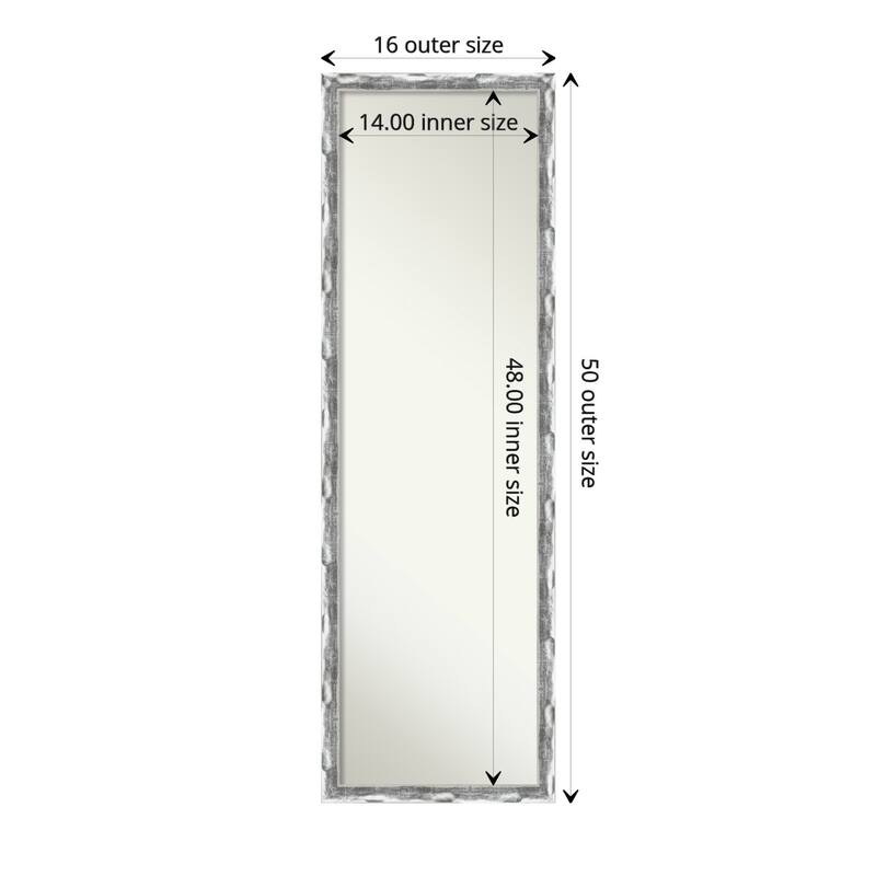 Non-Beveled Full Length On The Door Mirror - Scratched Wave Frame - Scratched Wave Chrome - Outer Size: 16 x 50 in